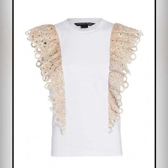 ! Veronica Beard
Jadi Ruffled Cotton Tee L - Picture 1 of 10